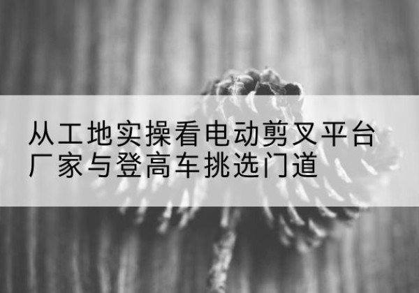 同心电动剪叉升降平台厂家-从工地实操看电动剪叉平台厂家与登高车挑选门道